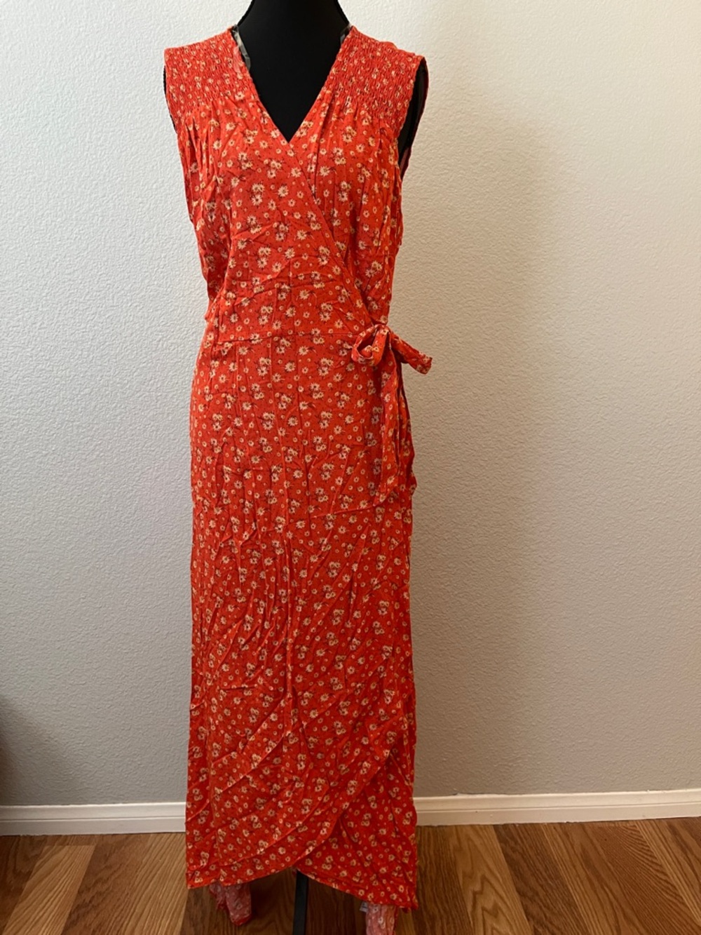 Universal Thread Orange Floral Wrap Maxi Dress